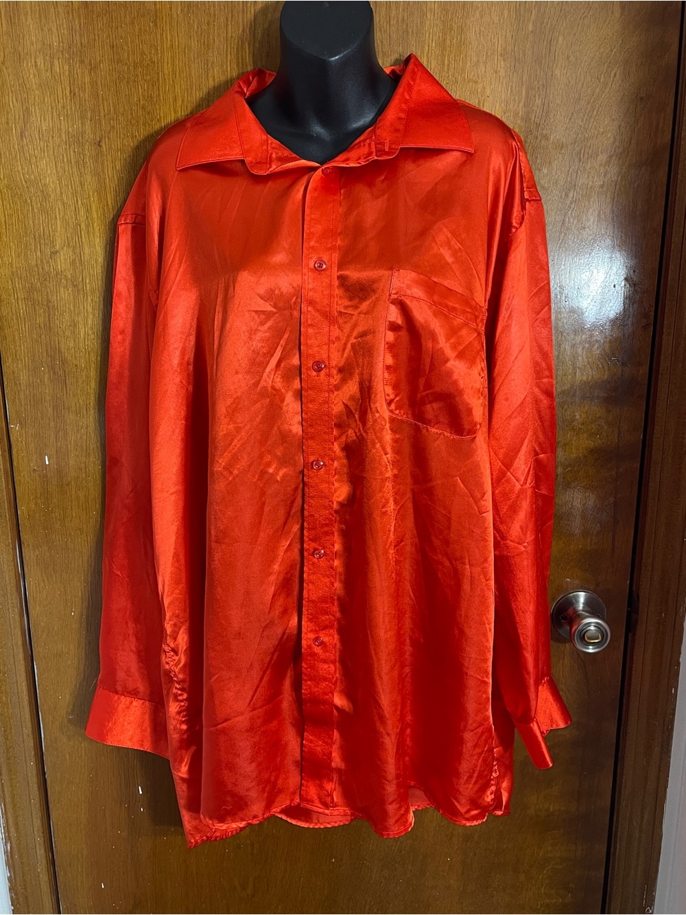 Ferrecci reddish orange Satin Shirt with Logo Tag